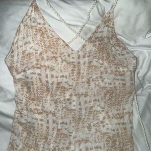 Mahina Tan and Cream Patterned Jumpsuit